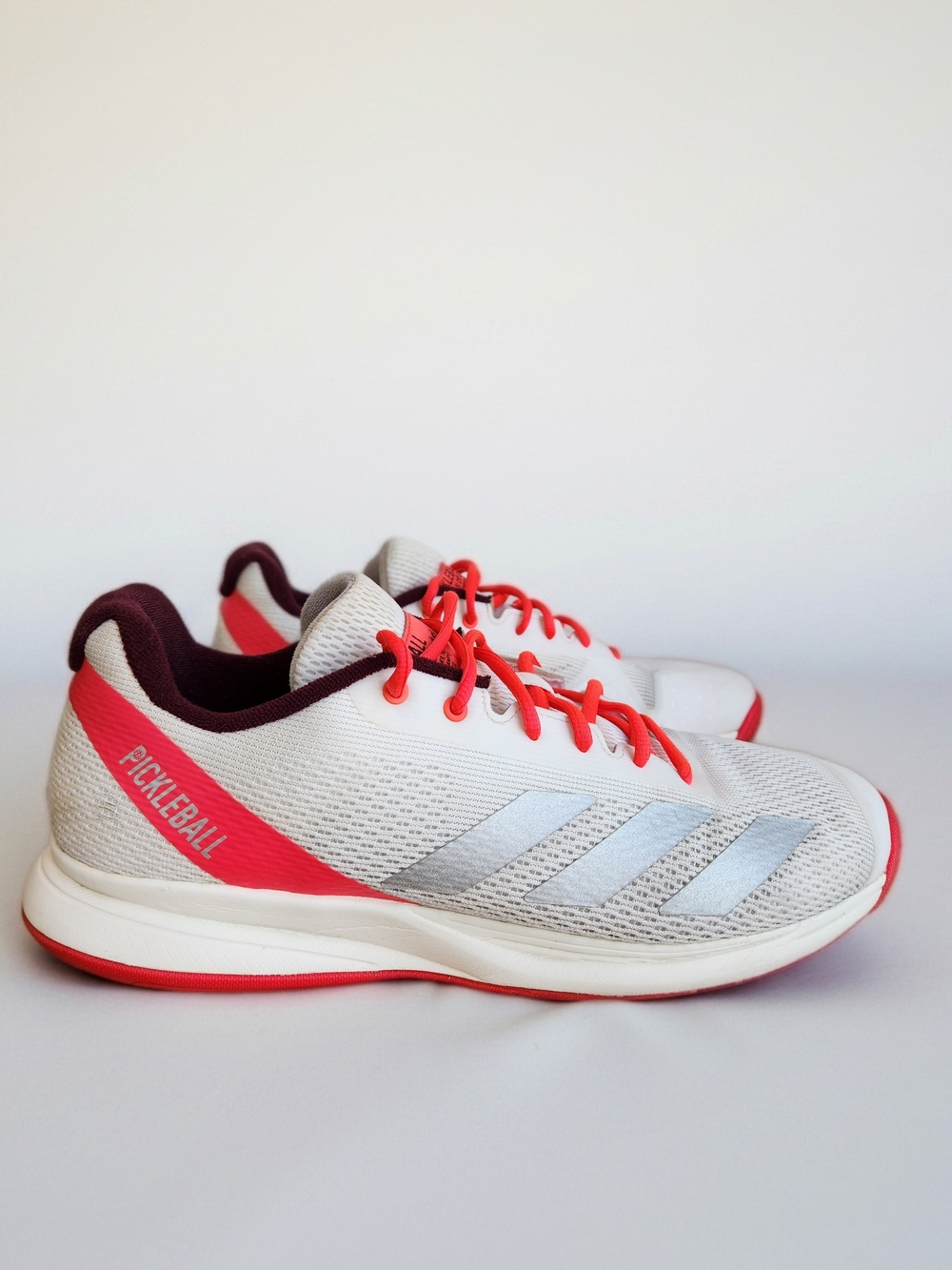 Adidas Pickleball White and Bright Red Athletic Shoes Size 12
